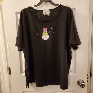 The Quacker Factory sz 3X Christmas shirt snowman short slv festive holiday
